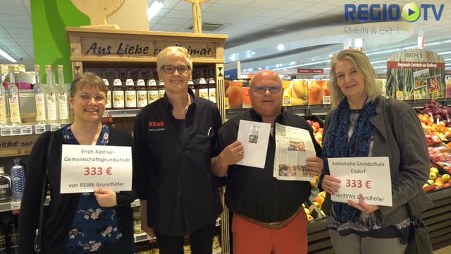 Spenden Übergabe von REWE Grundhöfer